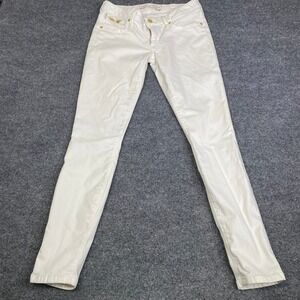 Robins Jean Womens White Skinny Jeans Gold Wing Logo SP8657GLD Size 29  USA